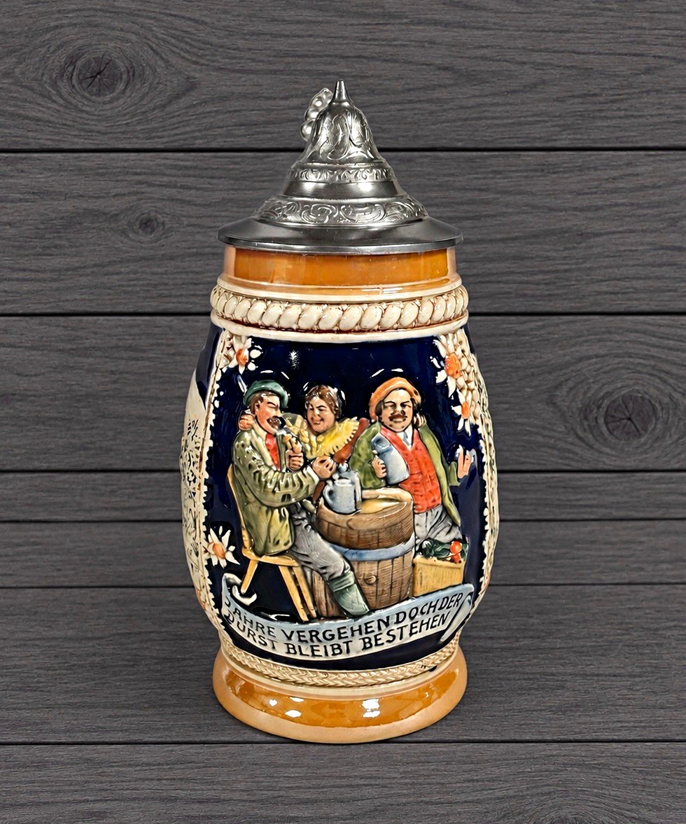 Vintage Marzi & Remy 3039 German Beer Stein Pewter Lid Tavern Scene West Germany