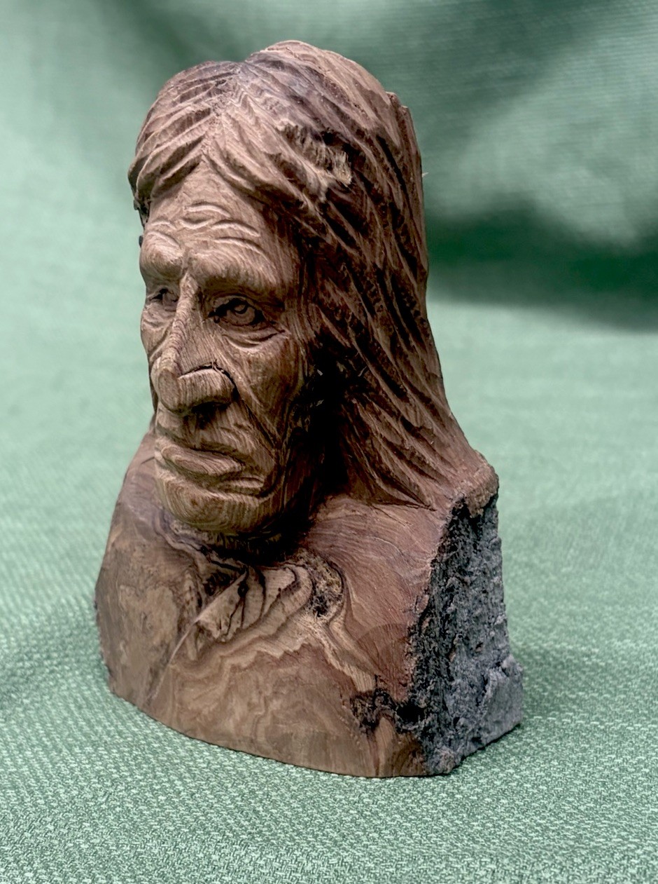 #210 Wooden Hand Carved Native American Indian Statue w/ Wall Mount Hook