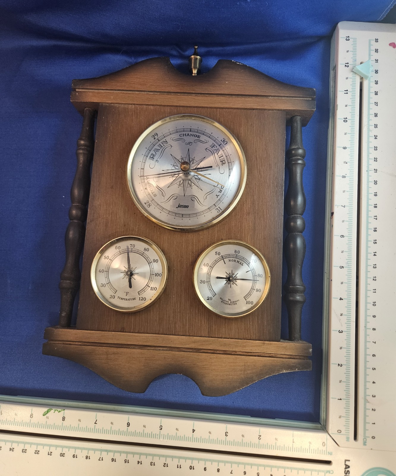 Vintage Jason Weather Station Barometer Thermometer Hygrometer Wood Wall...