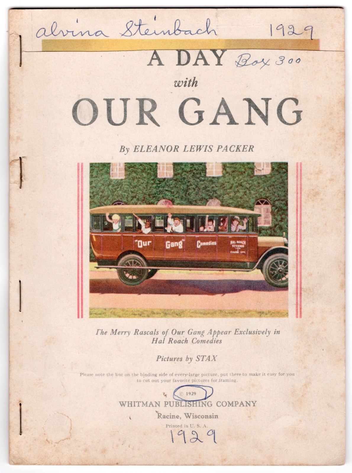 1929 A Day With Our Gang Little Rascals Hal Roach Whitman Packer Stapled Book