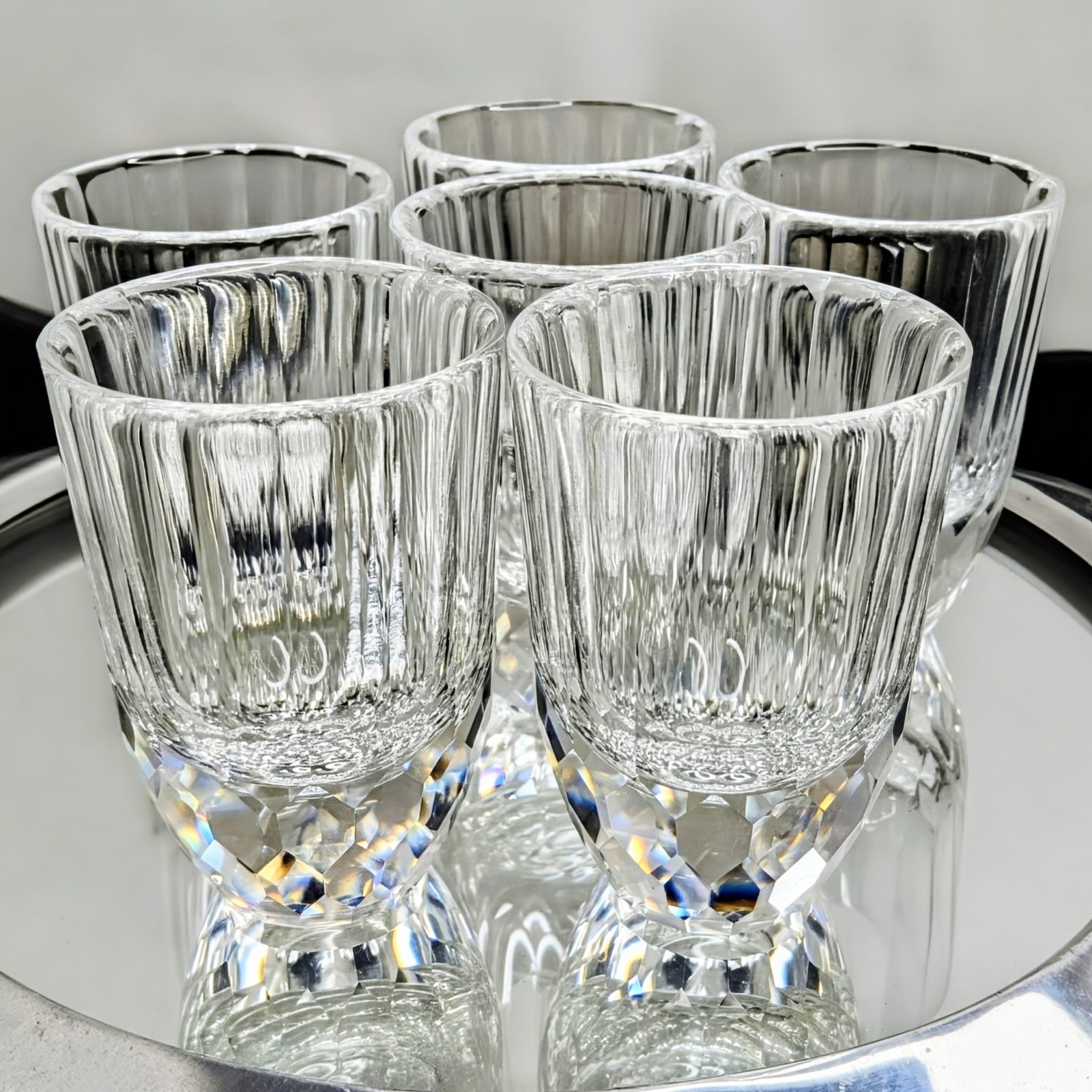Vintage Set Of 6 Clear Cut Swarovski Crystal Schnapps Shot Glass Vintage Set Of 6 Clear Cut Swarovski Crystal Schnapps Shot Glass