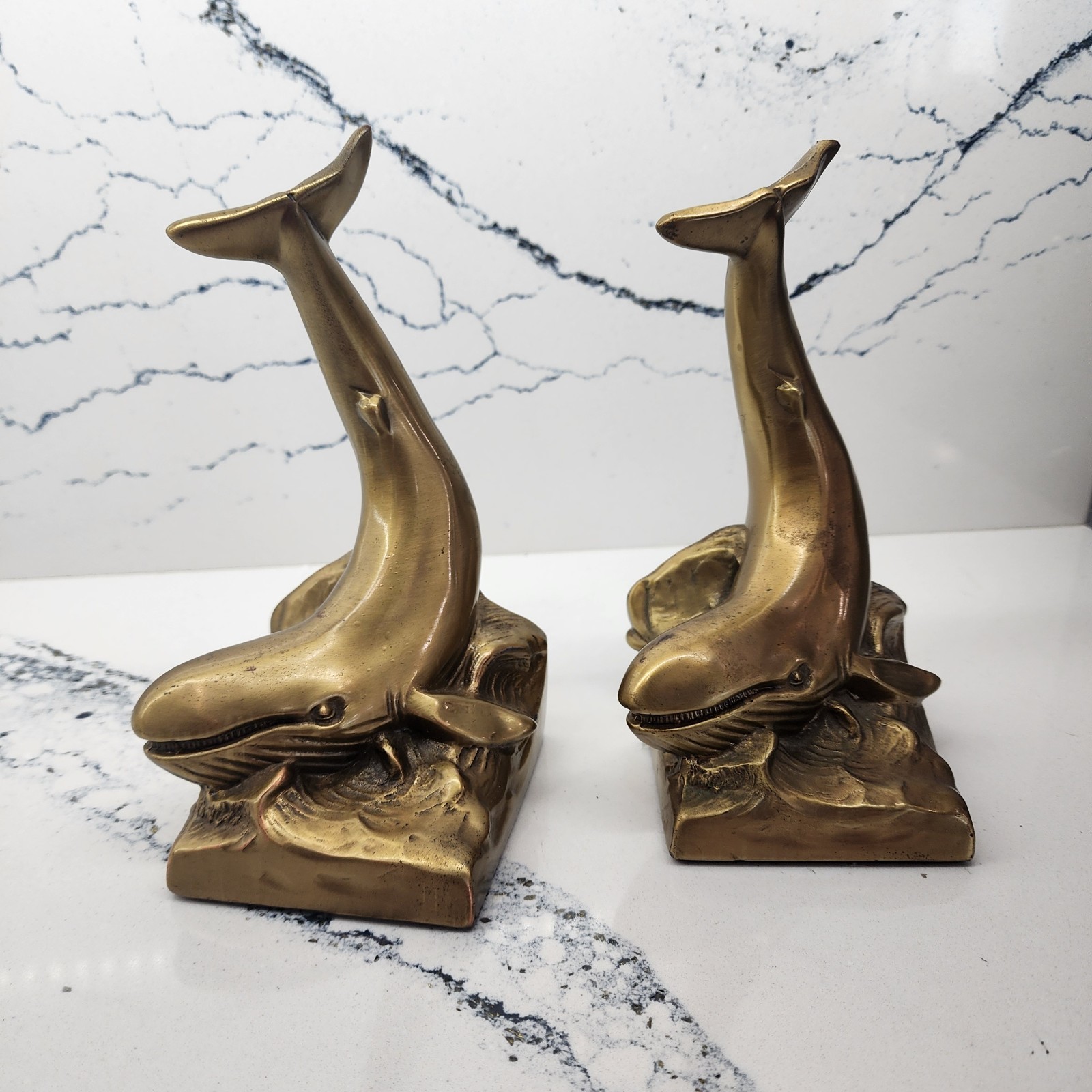 VTG Brass Whale Bookends 1950\'s Marine Nautical PM Craftsmen Ocean Moby Dick VTG Brass Whale Bookends 1950\'s Marine Nautical PM Craftsmen Ocean Moby Dick