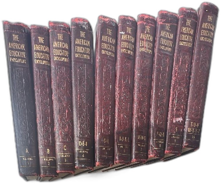 1959 The American Educator Encyclopedia Complete 10 Volume Set Maroon Embossed 1959 The American Educator Encyclopedia Complete 10 Volume Set Maroon Embossed