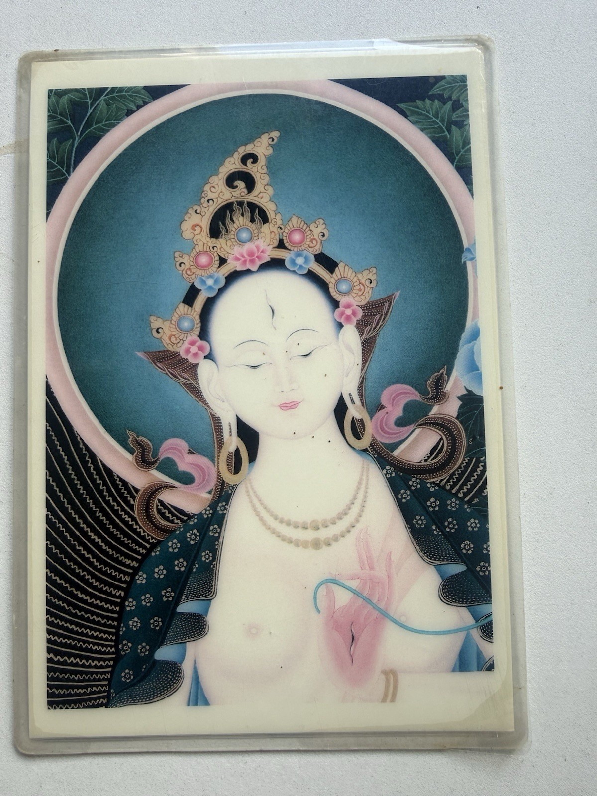 Lalman Lama White Tara Tibetan Buddhist Art Robert Beer Vintage Laminated Print