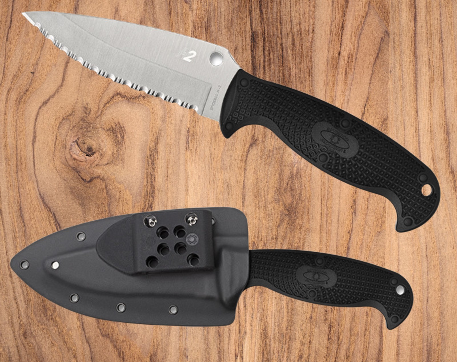 SPYDERCO JUMPMASTER FIXED KNIFE SERRATED H2 STEEL BLACK FRN with SHEATH FB24SBK2 SPYDERCO JUMPMASTER FIXED KNIFE SERRATED H2 STEEL BLACK FRN with SHEATH FB24SBK2