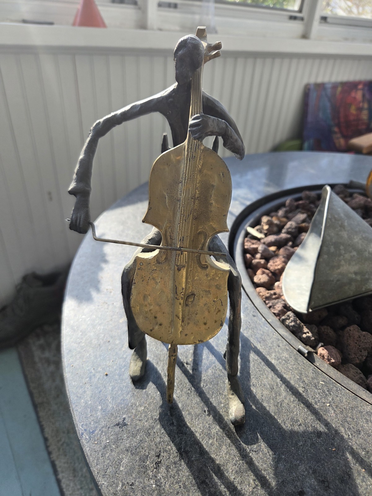 Brass Cello Player Mid-Century Modern Sculpture Musician Brass Cello Player Mid-Century Modern Sculpture Musician
