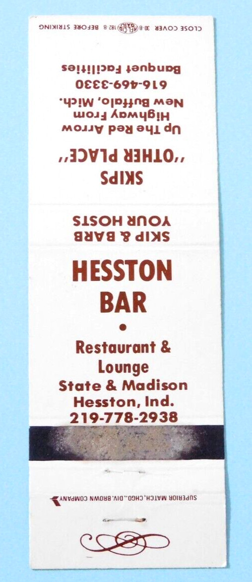 HESSTON BAR RESTAURANT MATCHBOOK COVER * HESSTON, INDIANA