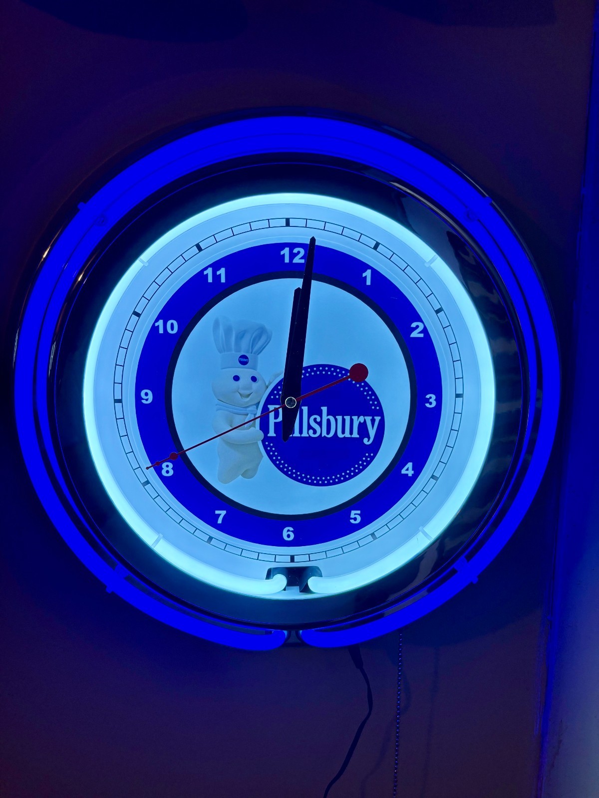 Pillsbury Dough Boy Baking Kitchen Diner Retro Neon Adverting Clock Sign Pillsbury Dough Boy Baking Kitchen Diner Retro Neon Adverting Clock Sign