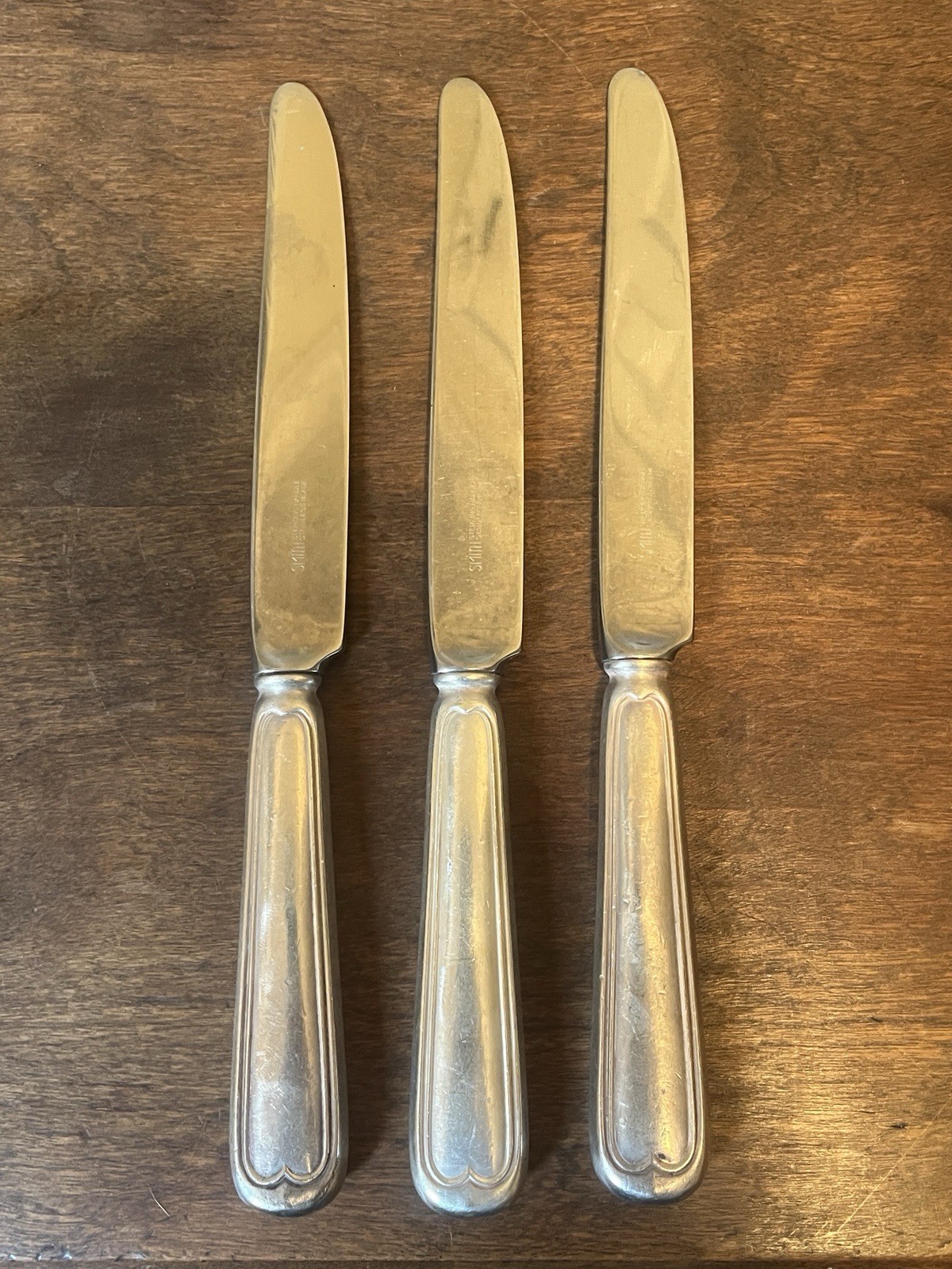 Set Of 3 Antique Frank Smith 9.25” Sterling Silver Handle French Dinner Knives