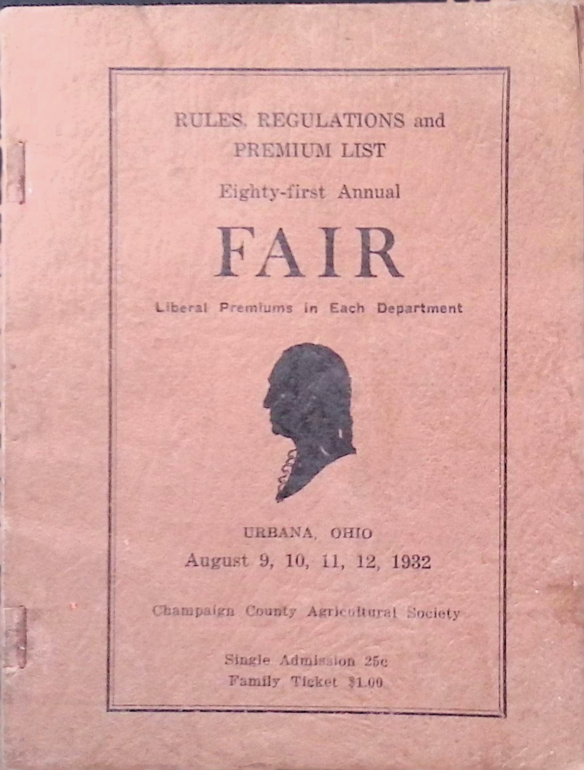 Vintage Eighty-First Annual Fair Rule Regulations Champaign Co. Ohio 1932 