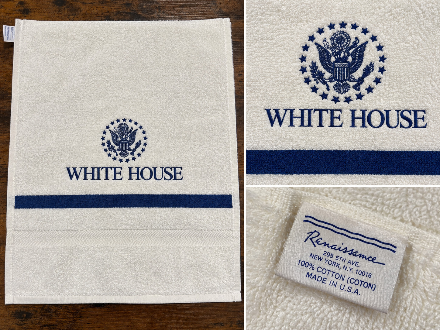 Vintage White House Bath Towel Presidential Seal 1990s Clinton Era