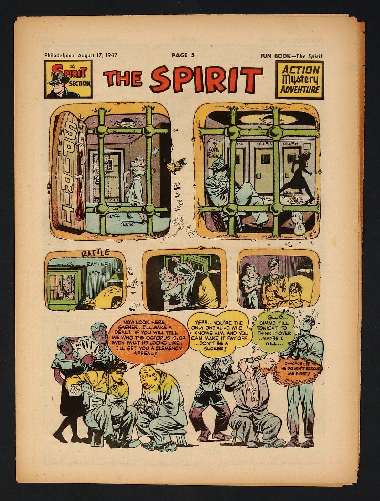 Spirit Weekly Newspaper Comic Tabloid Edition Aug 17 1947 VG+ 4.5