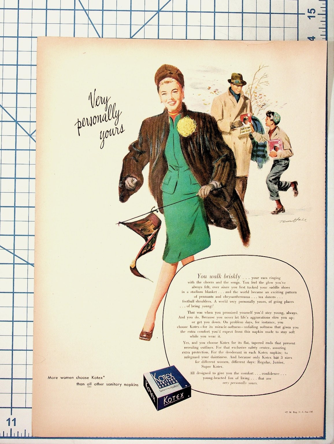 Vintage Kotex Sanitary Napkins Magazine Ad 1940s 1950s Fashion Illustration Vintage Kotex Sanitary Napkins Magazine Ad 1940s 1950s Fashion Illustration