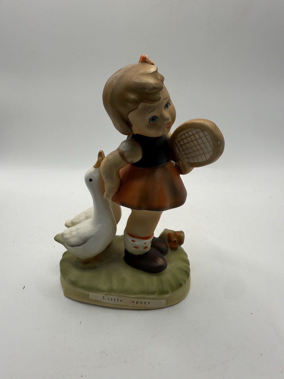 Vintage Erich Stauffer Little Sport Girl Geese Racket 55/512 Figurine 6” * Vintage Erich Stauffer Little Sport Girl Geese Racket 55/512 Figurine 6” *