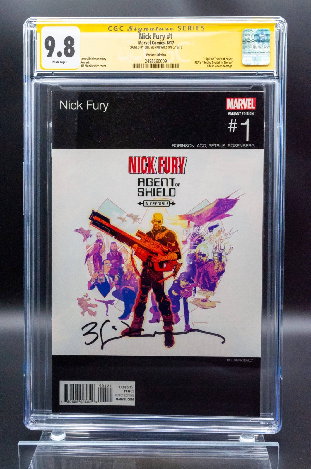 Nick Fury #1 Hip Hop Variant CGC SS 9.8 WP Signed Sienkiewicz Bobby Digital 2017