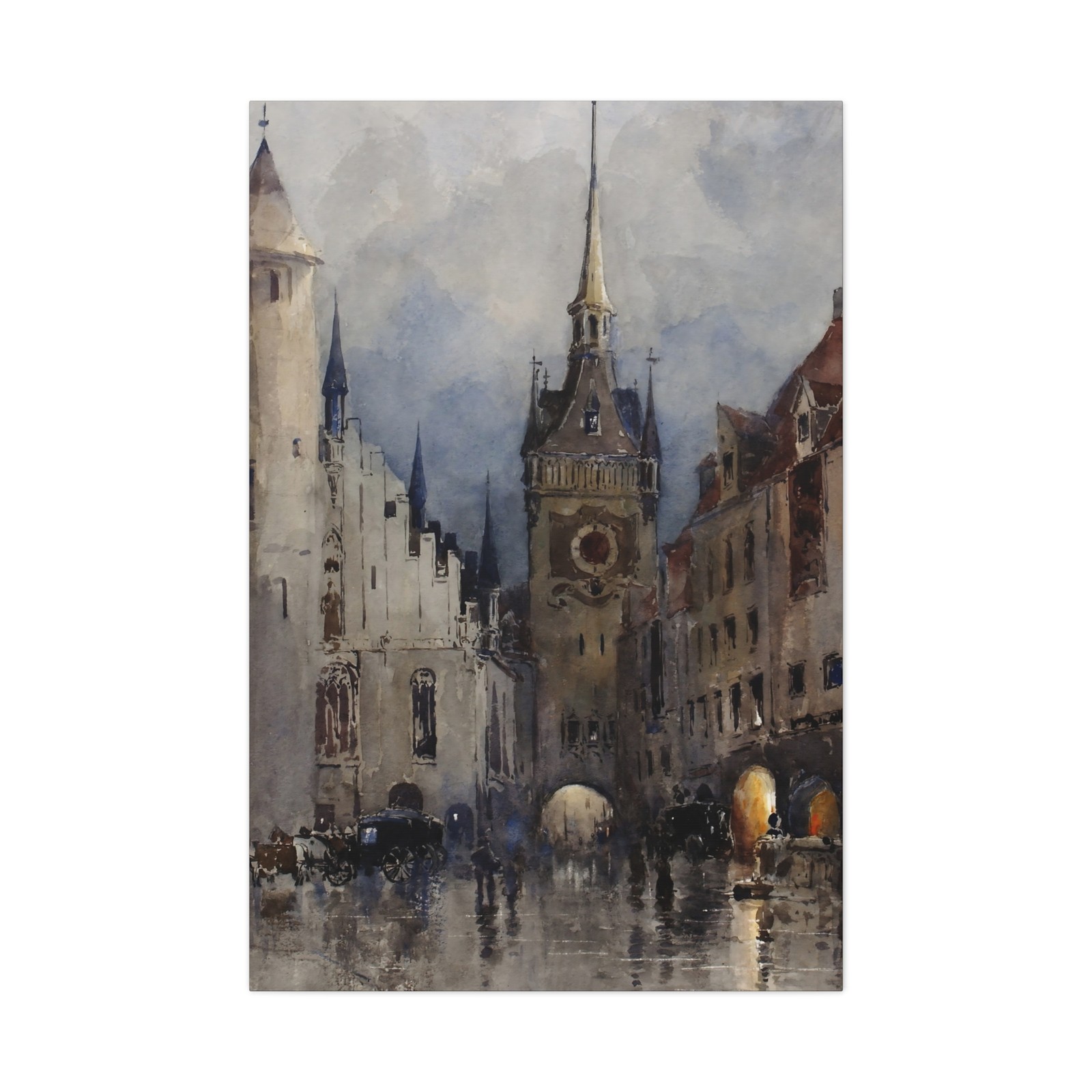 Ross Turner, born Westport, NY - Street Scene in Munich - 1880 - Canvas Wall Art