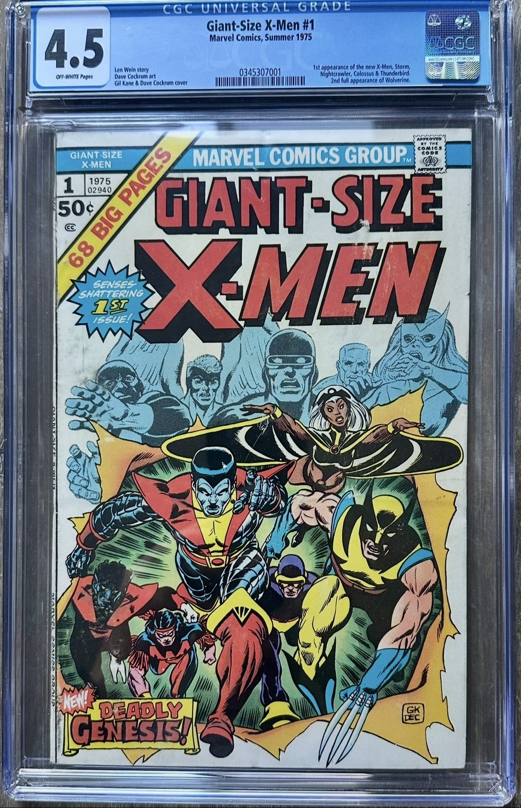 Giant-Size X-Men #1 (Marvel Comics May 1975) CGC graded 4.5