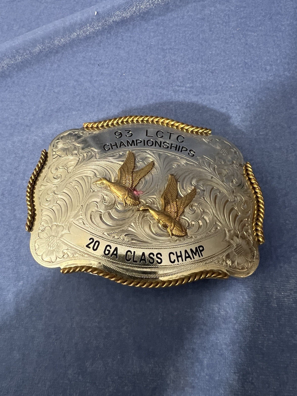 Vintage 1993 Crumrine Nage’s German Silver Duck Trophy Belt Buckle LCTC Champion