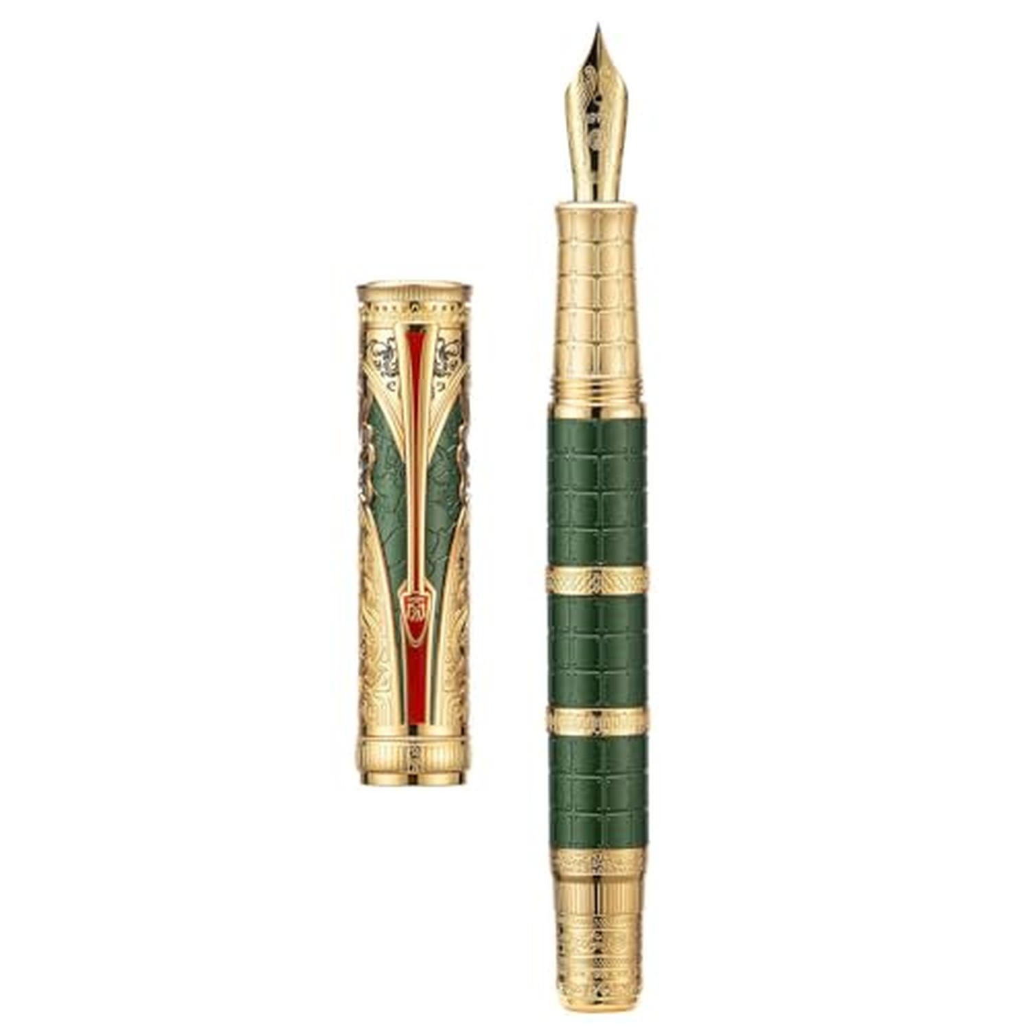 Hongdian D5X Fountain Pen - Green Qin Dynasty Writing Pen with Fine Nib and C... Hongdian D5X Fountain Pen - Green Qin Dynasty Writing Pen with Fine Nib and C...
