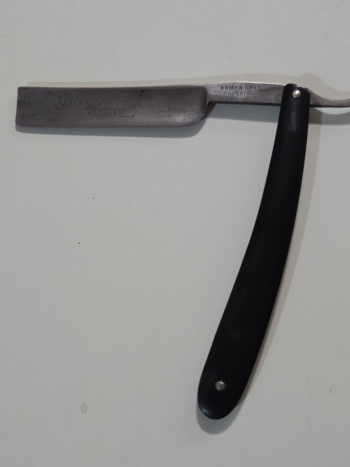 Vintage German Army & Navy Favorite Straight Razor Carbon Steel Solingen 1890s