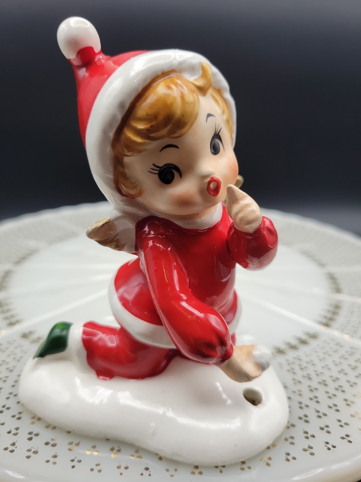 Josef's Original Boy Santa Angel With Snowball Josef's Original Boy Santa Angel With Snowball