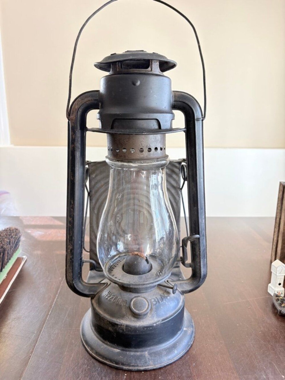 Vintage C.T. Ham No 2 Cold Blast Kerosene Lantern Black 15 Inch