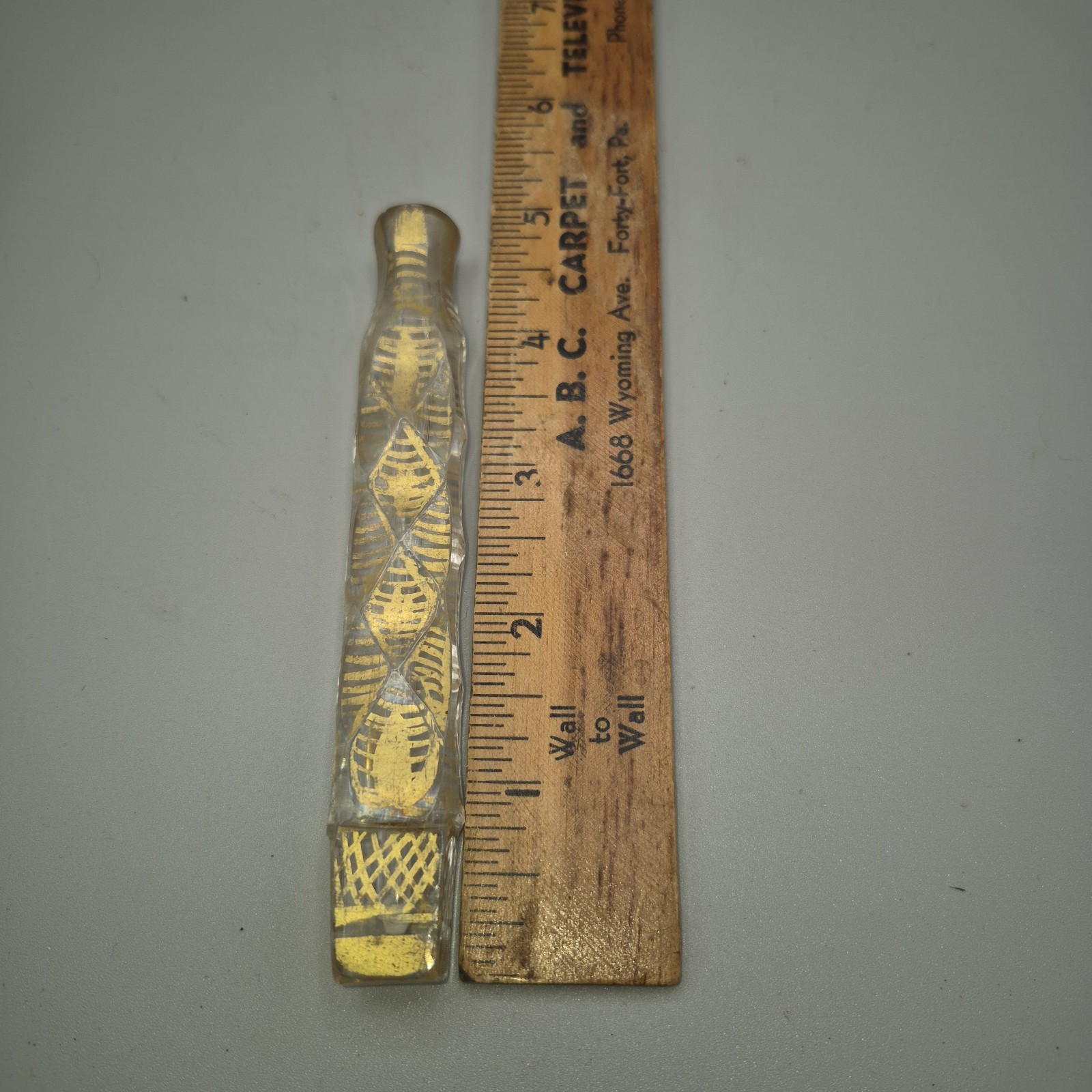 Antique Victorian Lachrymatory Tear Catcher Perfume Bottle Gold Painted Glass 5 Antique Victorian Lachrymatory Tear Catcher Perfume Bottle Gold Painted Glass 5