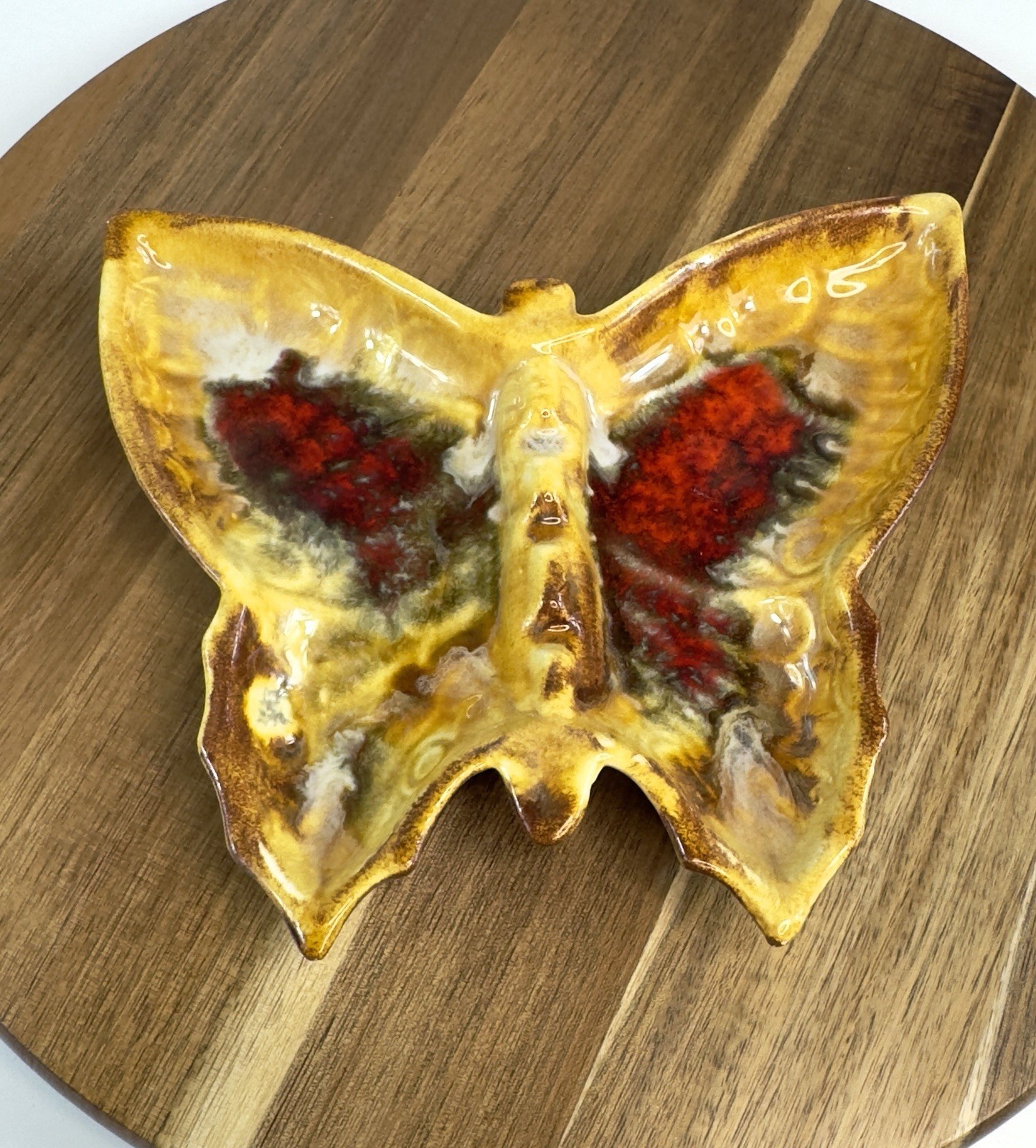 Beautiful Vintage 1970’s Style Ceramic Butterfly Ashtray Candy Dish Pottery
