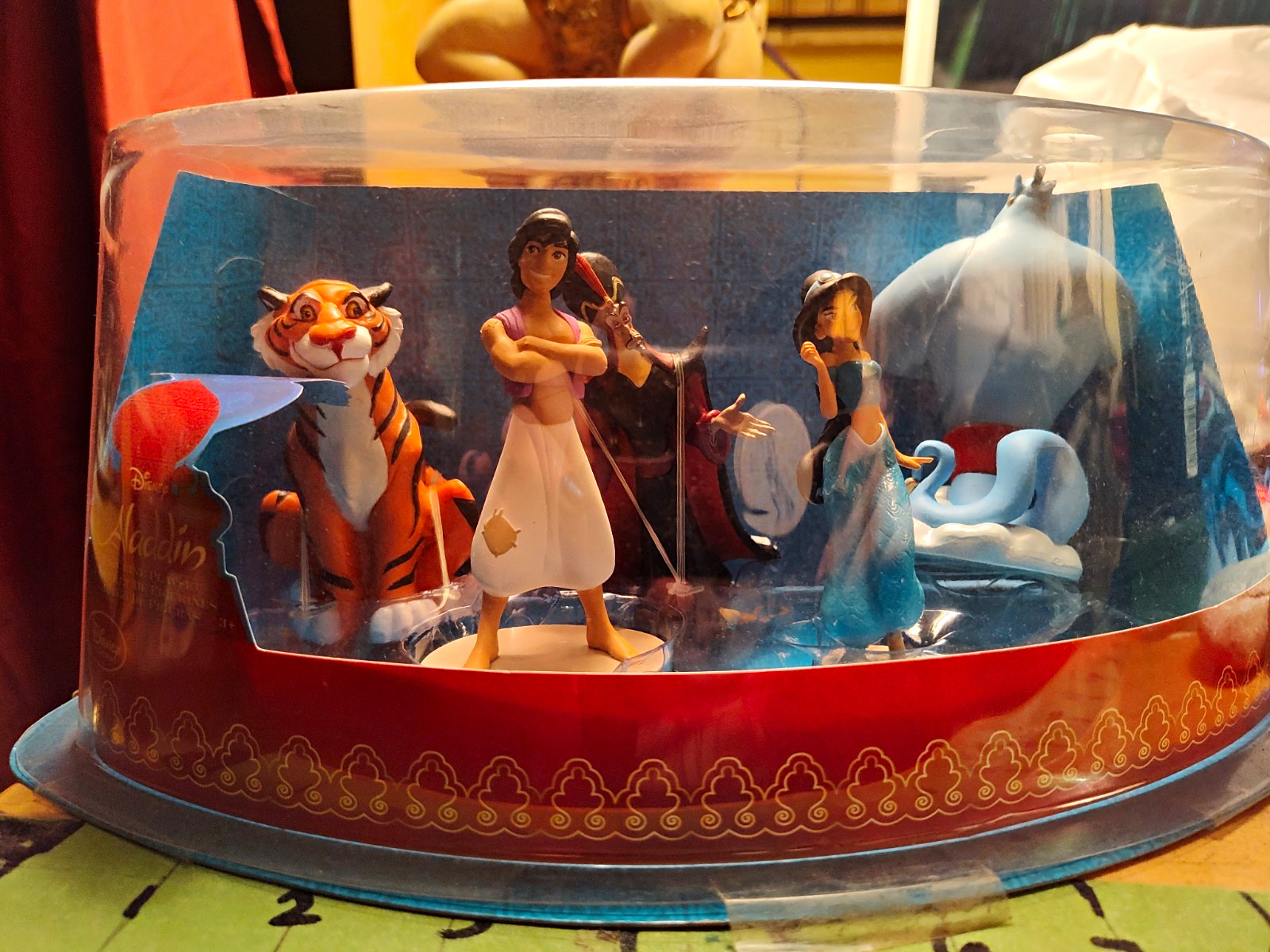 Disney Aladdin Plastic Figurine Set Aladdin Jasmine Jafar Rajah, Accessory Disney Aladdin Plastic Figurine Set Aladdin Jasmine Jafar Rajah, Accessory
