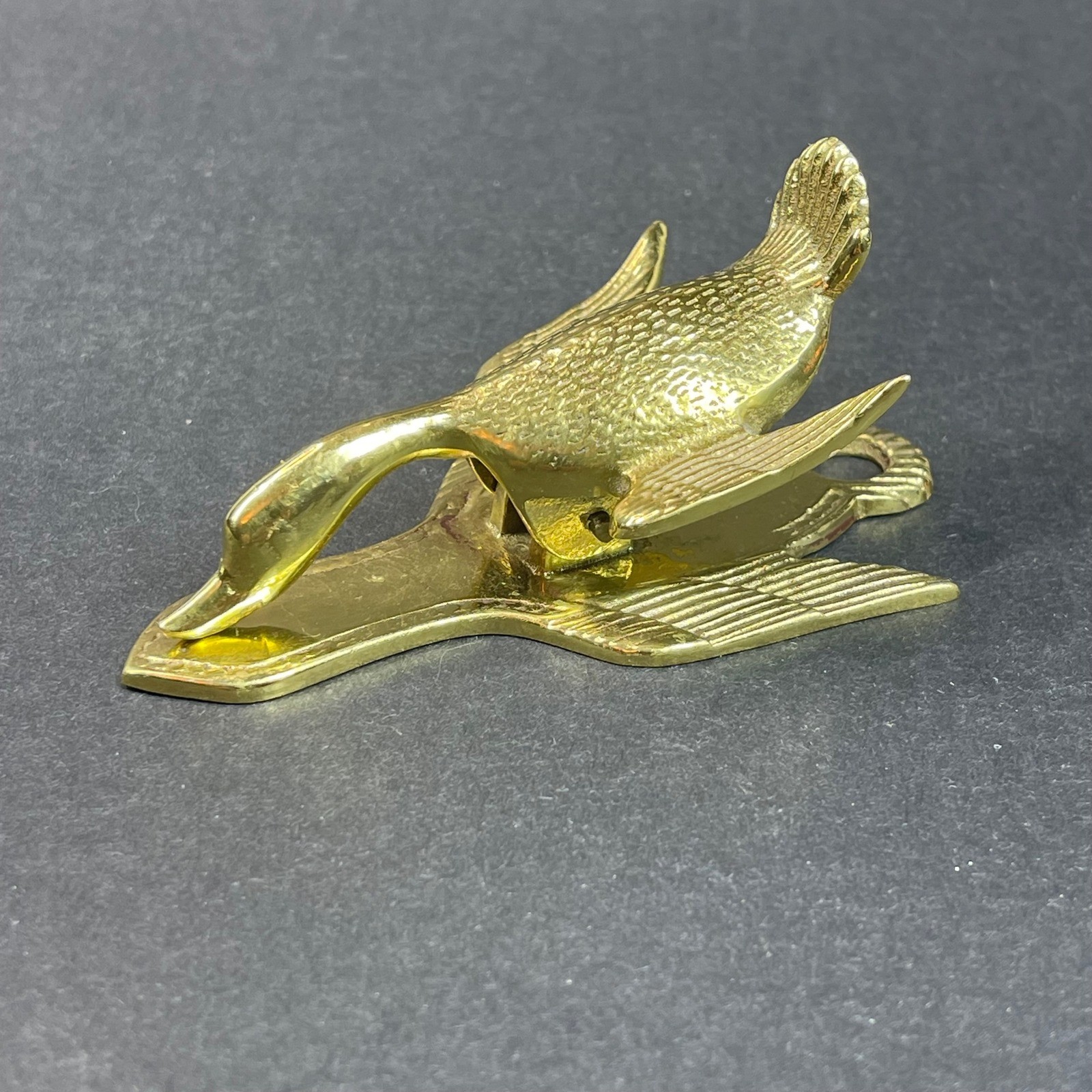 Vintage Brass Mallard Duck Paper Clasp Wall Clip 3.75 x 2 Office Decor