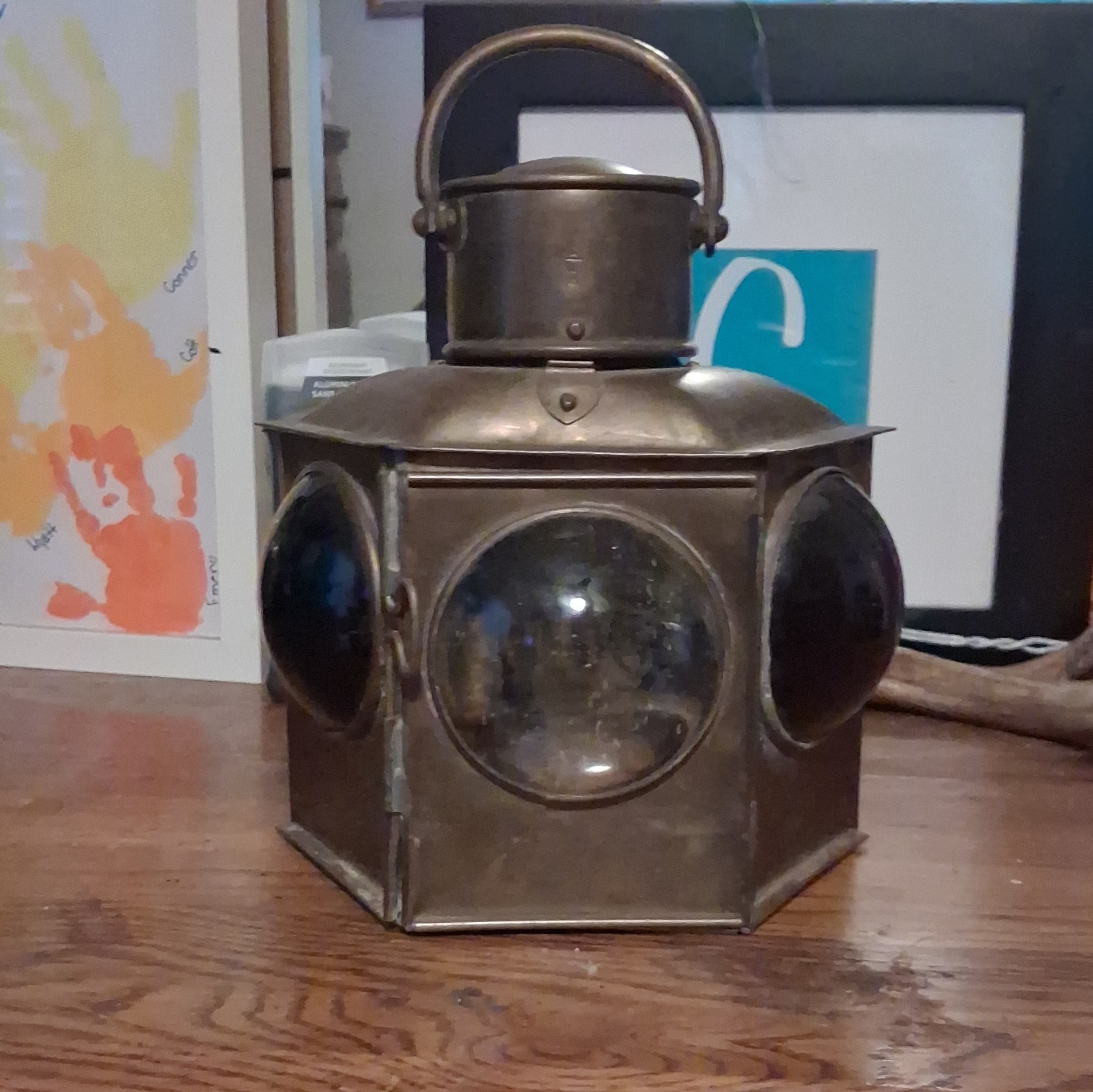 Antique Eli Griffiths & Sons Tricolor Brass Ship Lantern Sherwood Wedge Burner