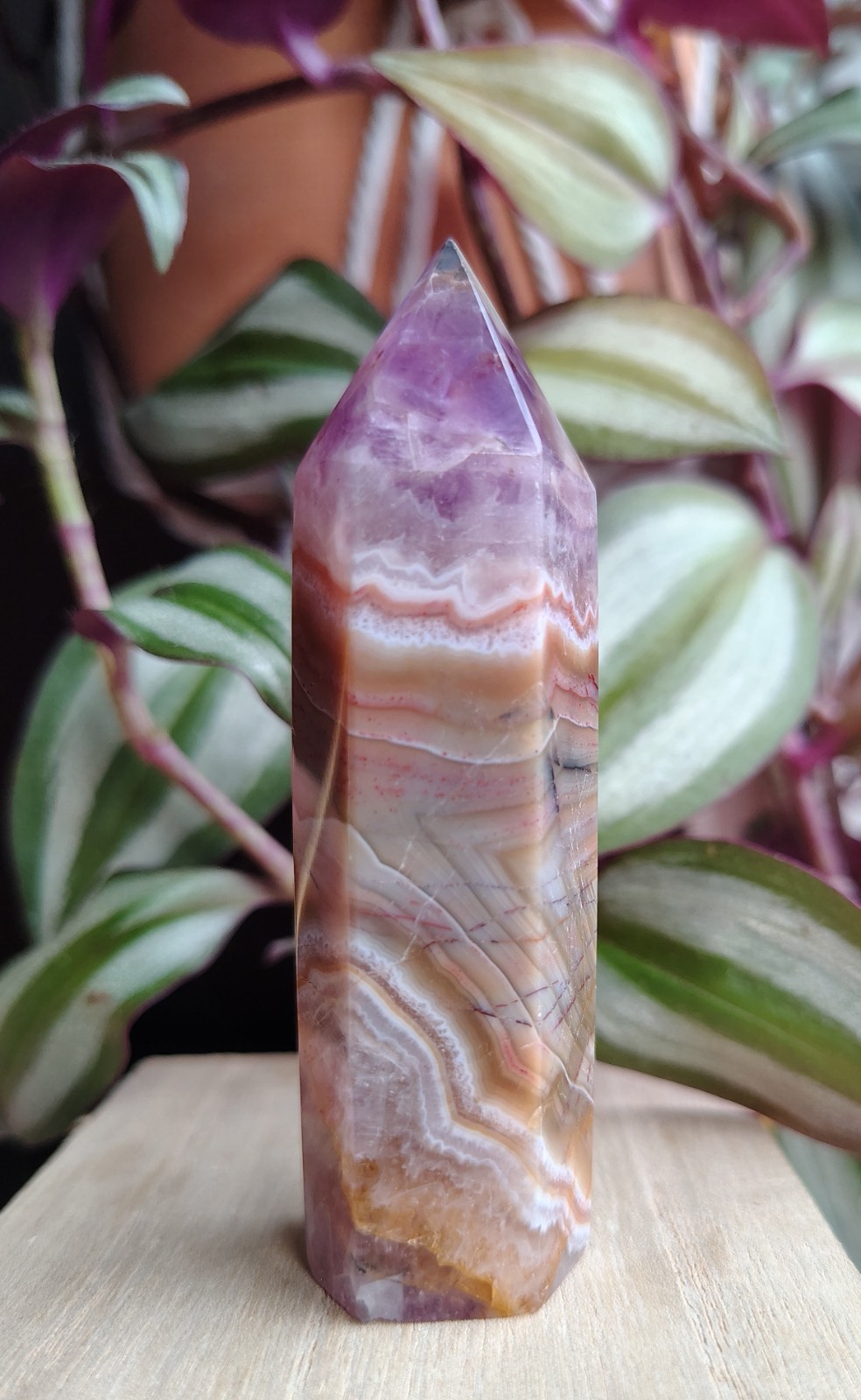 Moroccan Royal Rare Amethyst & Crazy Lace Agate Tower Point (74g)