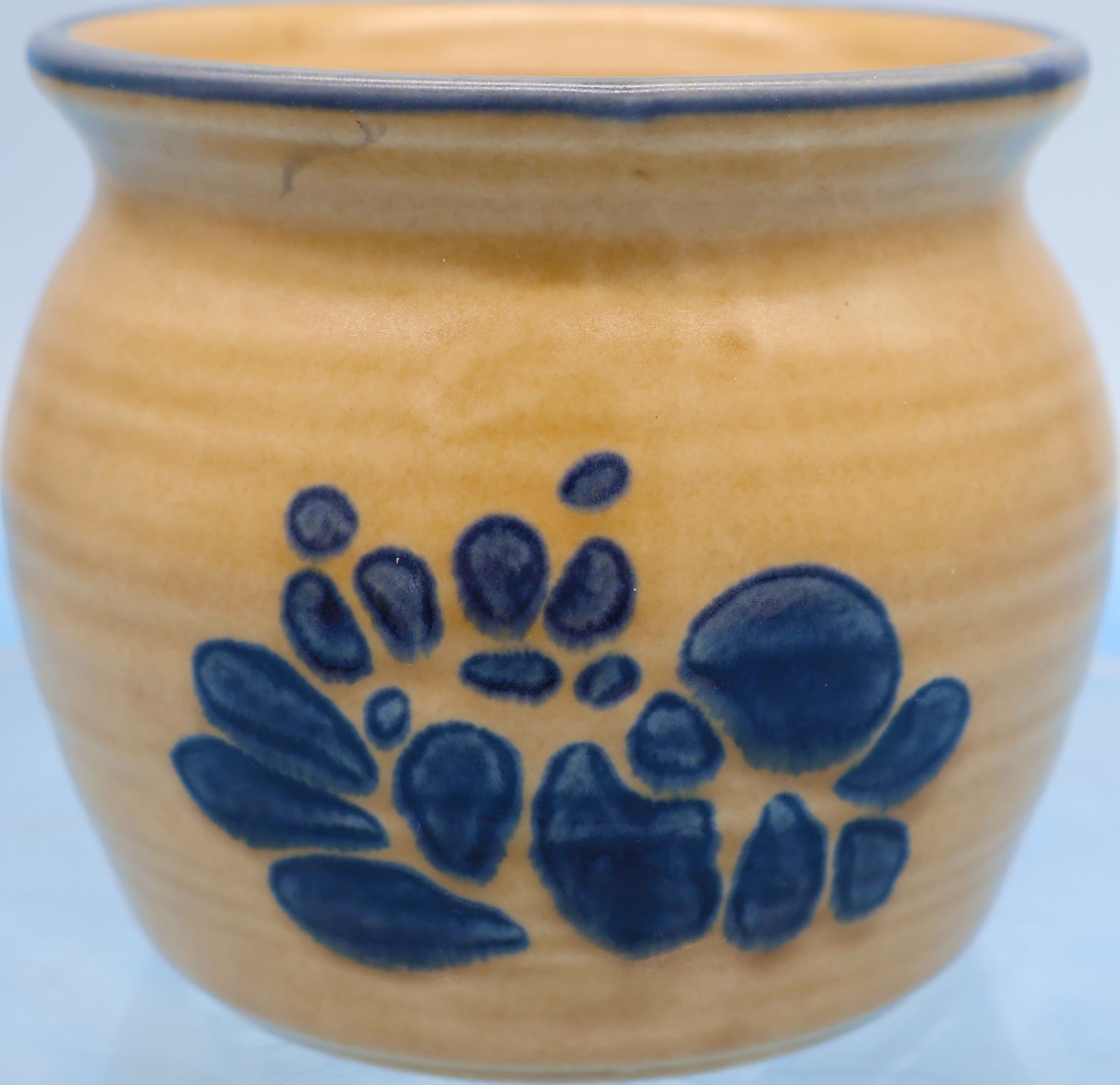 Pfaltzgraff Folk Art Small Stoneware Crock / Jar – Blue Floral – No Lid