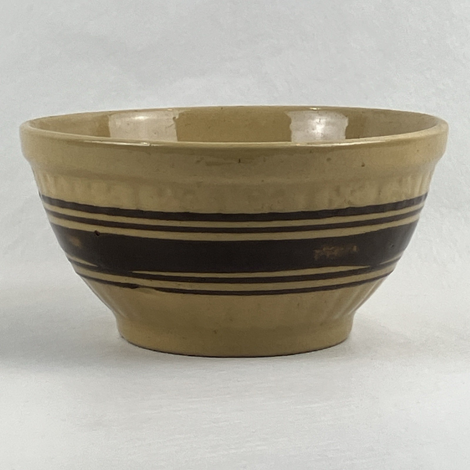 Antique Yellow Ware Brown Multi Stripe and Band 7