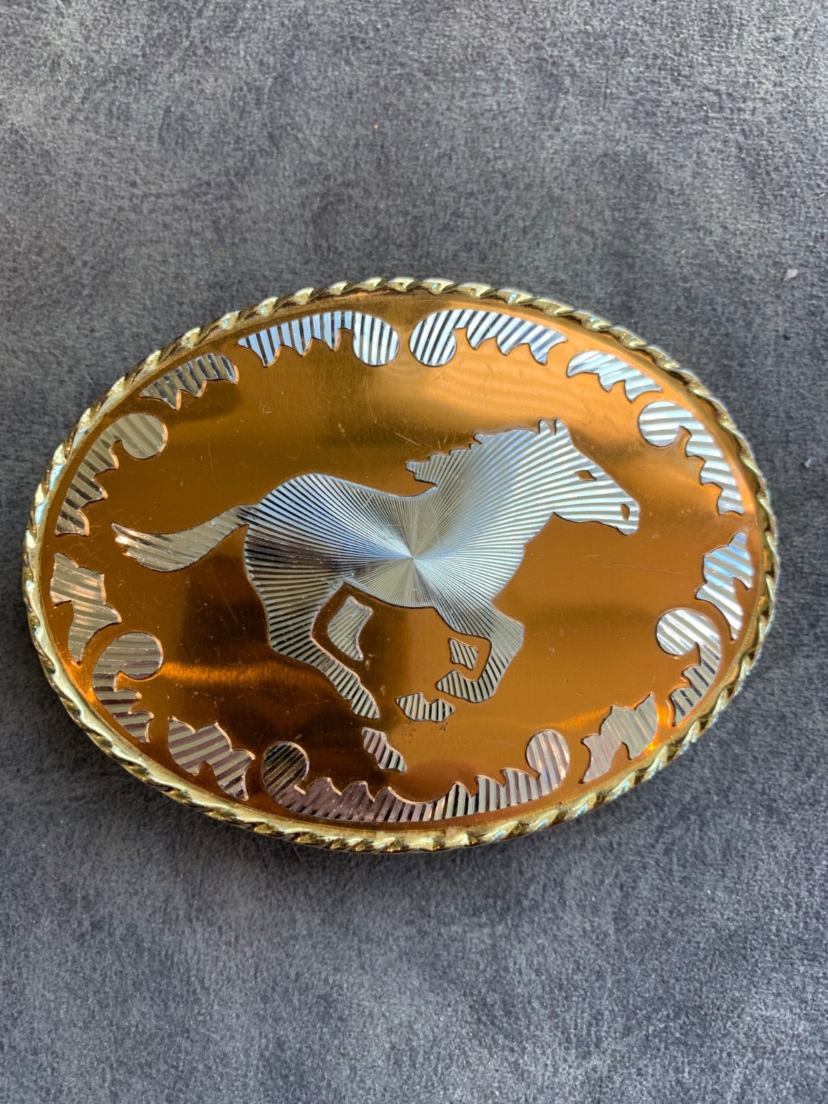 Vintage Horse belt buckle gold tone with copper tone Vintage Horse belt buckle gold tone with copper tone