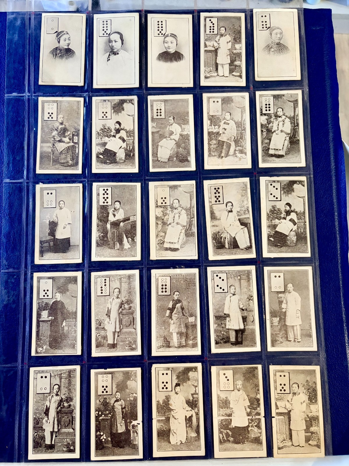 25 Chinese girls cigarette cards Domino by Mitsui 1904 Japan, VG condition