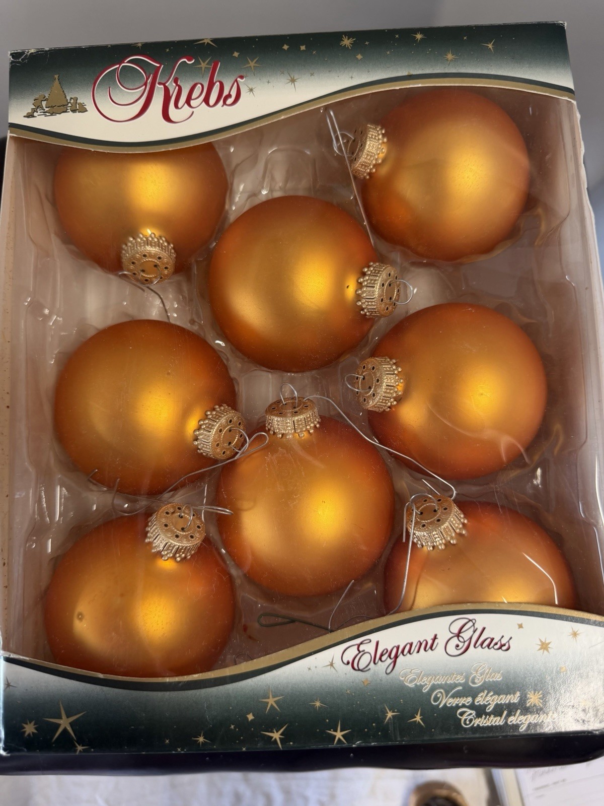 Christmas by Krebs ornaments Six Boxes of Six Orange Velvet 8 Ornaments