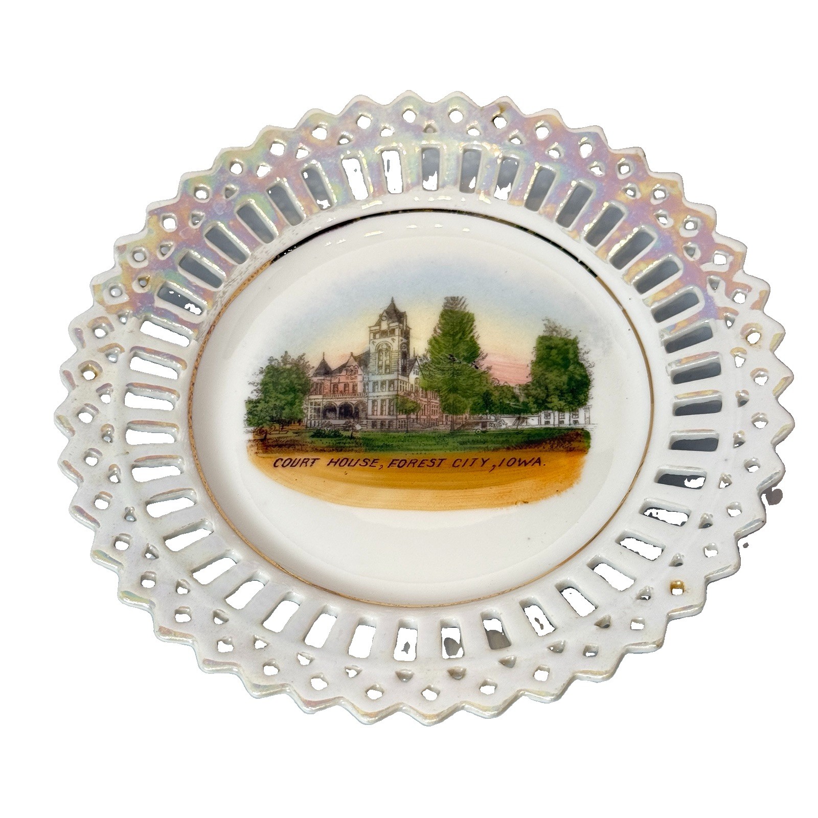 FOREST CITY IOWA IA Antique COURT HOUSE Germany SOUVENIR PLATE DISH FOREST CITY IOWA IA Antique COURT HOUSE Germany SOUVENIR PLATE DISH