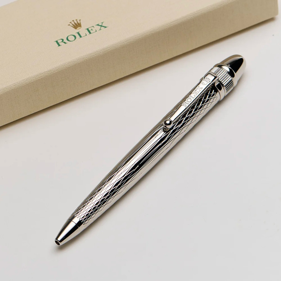 ROLEX VINTAGE-STYLE PALLADIUM-FINISH BALLPOINT PEN, NEW BOXED, AD VIP GIFT
