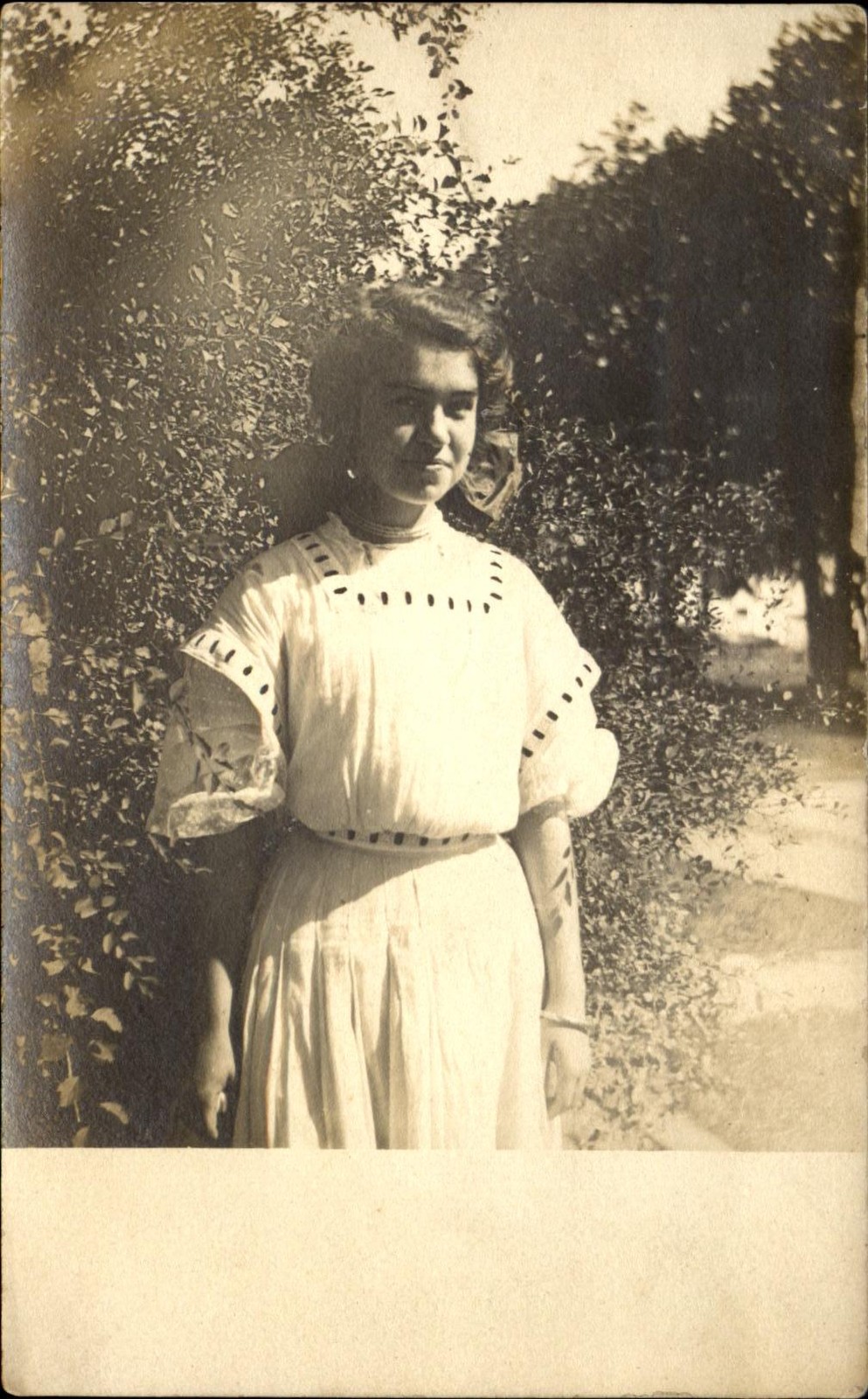 Pretty young woman fancy dress fashion RPPC real photo Pretty young woman fancy dress fashion RPPC real photo