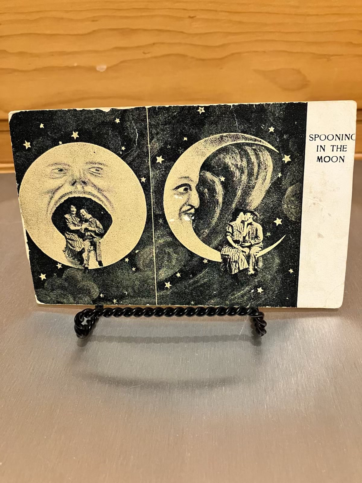 1908 antique SPOONING in the MOON postmarked POSTCARD 1908 antique SPOONING in the MOON postmarked POSTCARD
