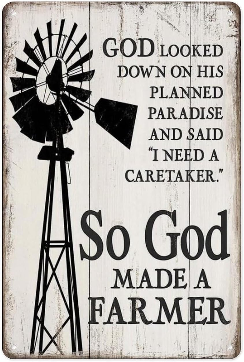 Metal Tin Sign 8 X 12 Inch - So God Made A Farmer - Vintage Metal Plaque, Christ Metal Tin Sign 8 X 12 Inch - So God Made A Farmer - Vintage Metal Plaque, Christ