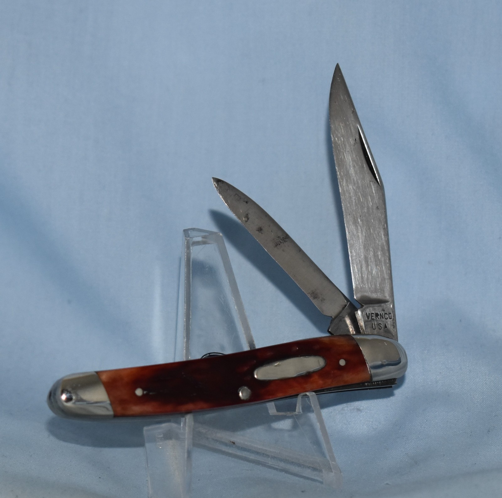 RARE VINTAGE VERNCO BONE STOCKMAN JACK KNIFE \