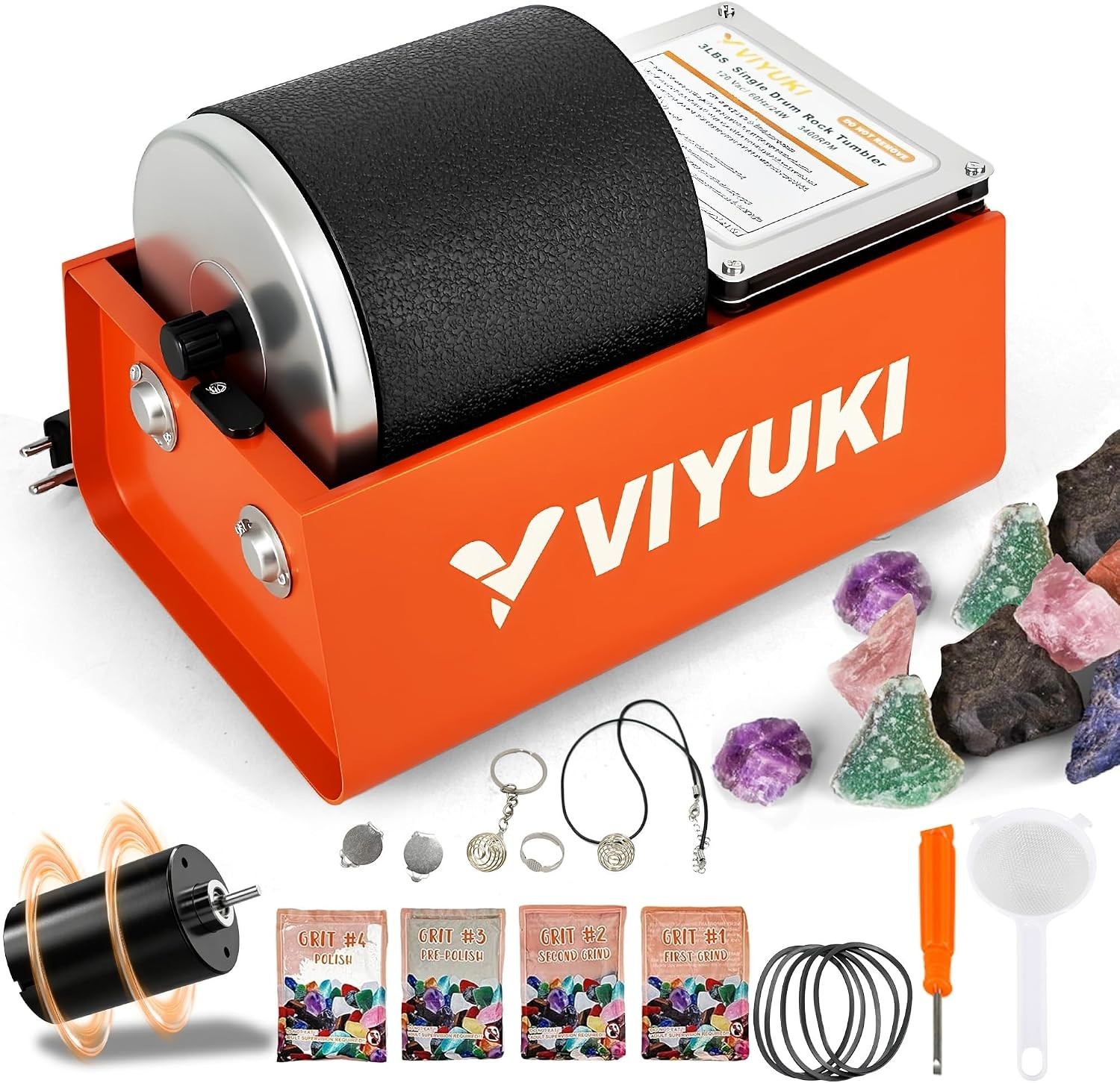 Durable 3 lb Rock Tumbler Kit - Noise Reducing Barrel for Seamless Polishing Durable 3 lb Rock Tumbler Kit - Noise Reducing Barrel for Seamless Polishing