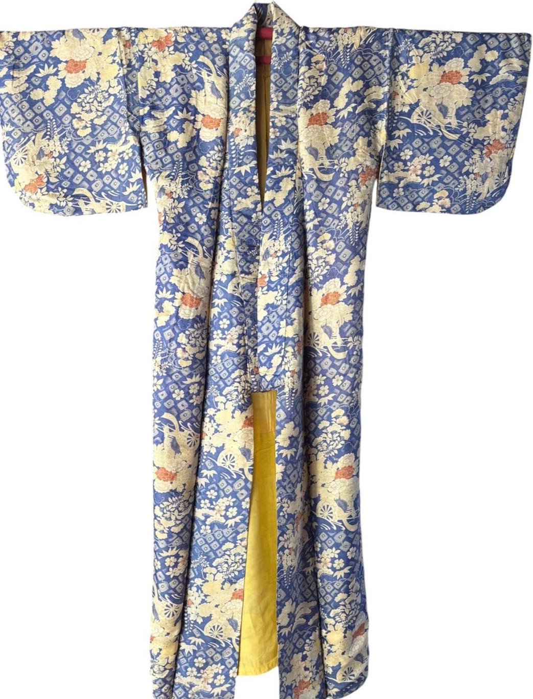 1930s Antique Japanese Kimono Robe Blue Sheer Silk Vintage Yukata Robe Gown Jack