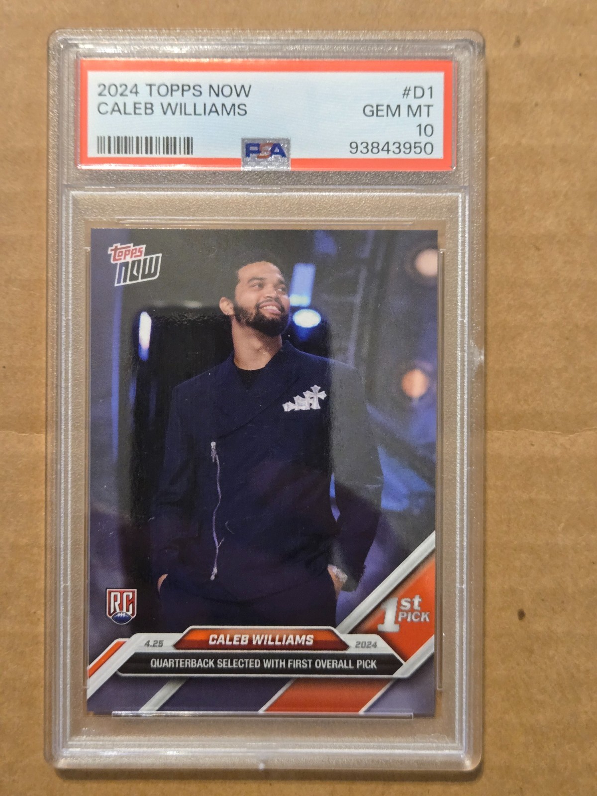 2024 Topps Now Draft CALEB WILLIAMS #D-1 Rookie RC BEARS PSA 10