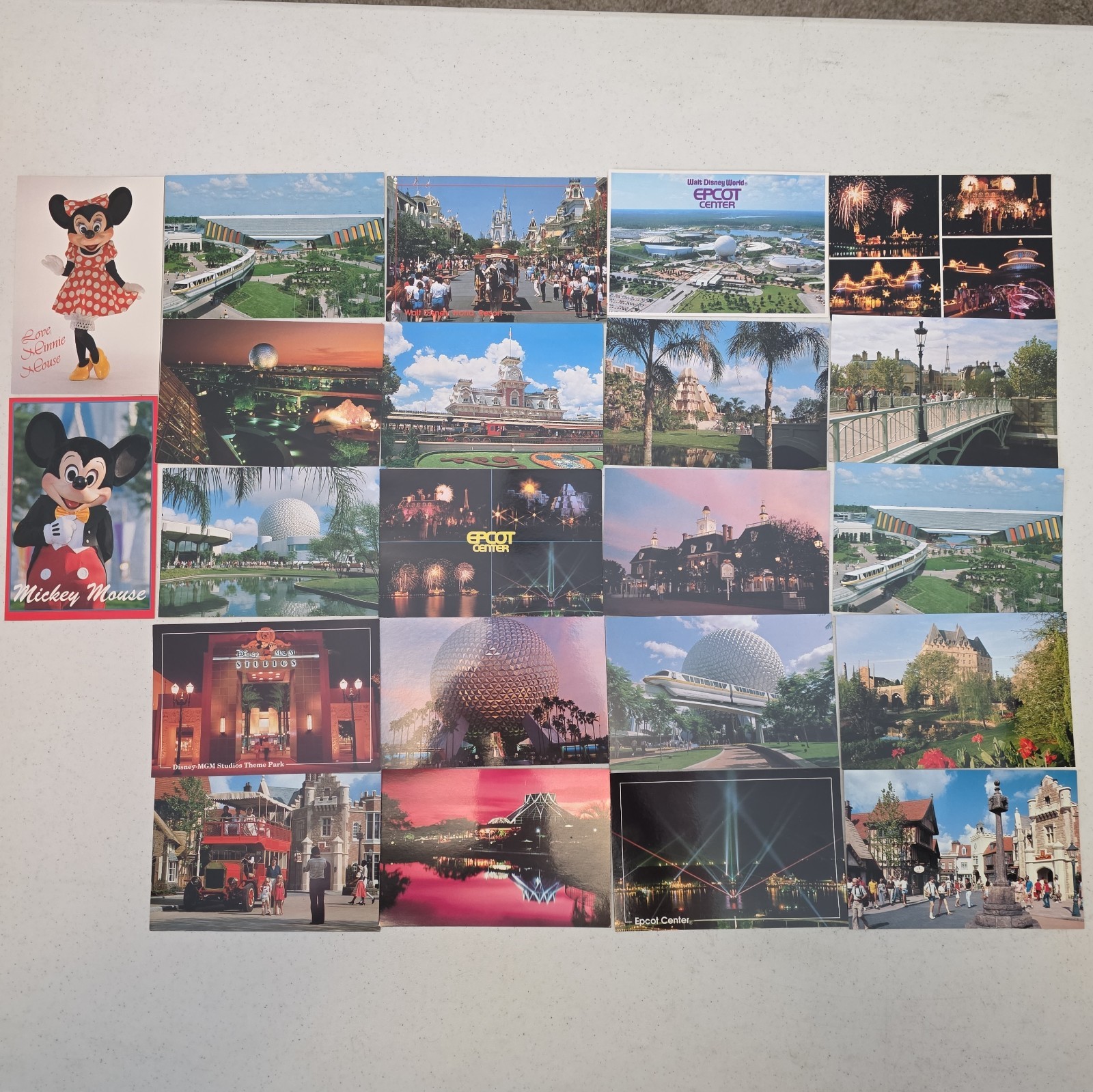 22 Vintage Walt Disney World Postcards Lot EPCOT Center MGM Studios NOS 80s 90s