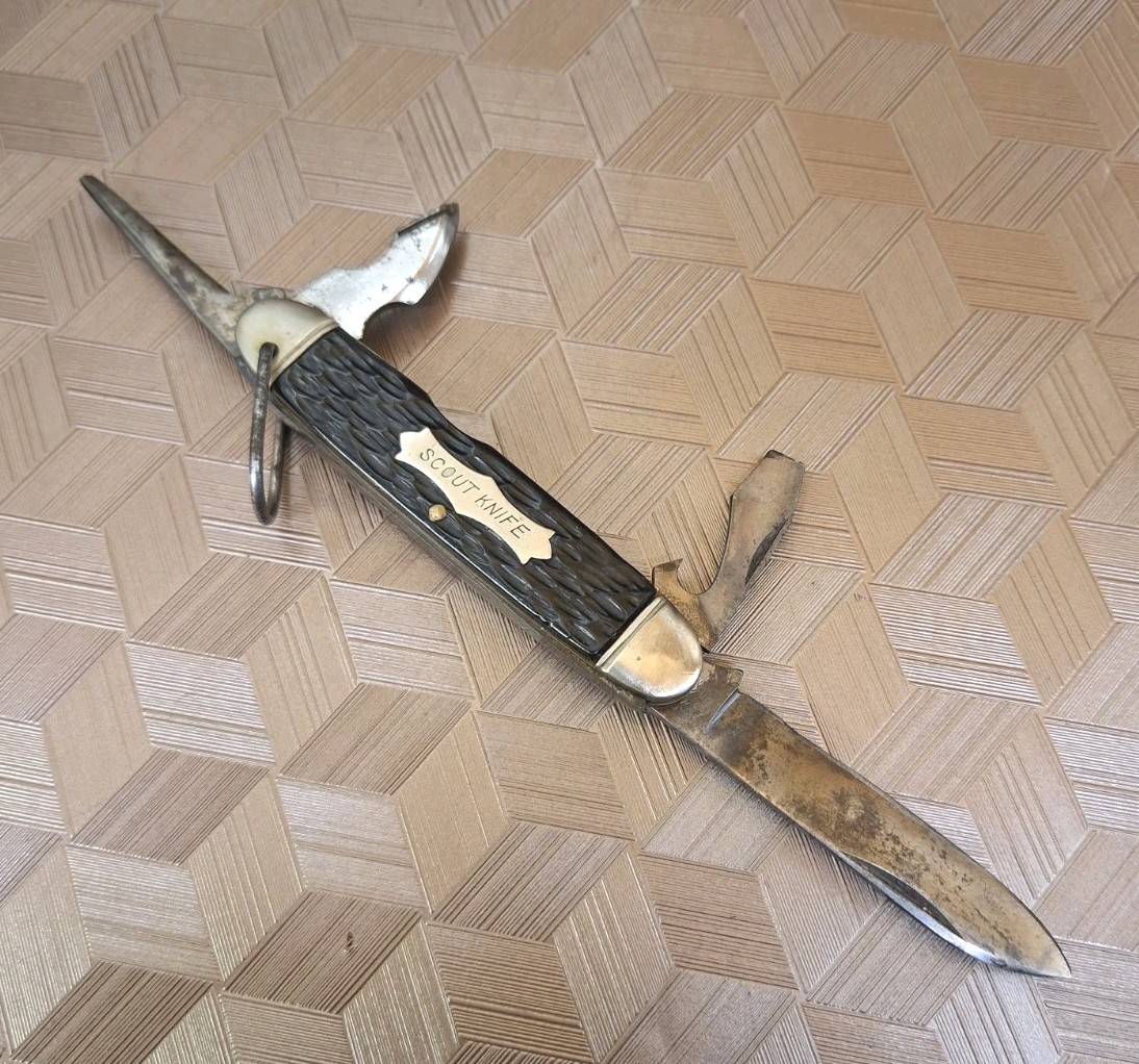 Vintage Camillus Cutlery NY USA  SCOUT KNIFE 4 Tool Pocket Knife 4 LINE 1930-40S