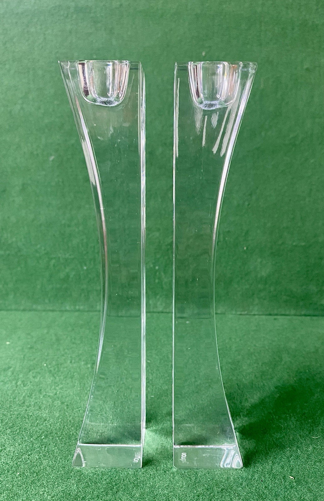 Nambe Crystal Kissing Candlesticks Taper Candle Holders Pair 5103 Pre Modern