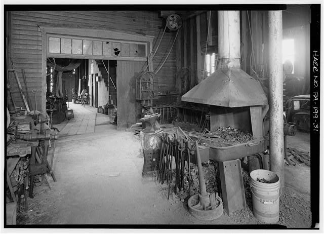 Photo:Forge Anvil Power Hammer Blacksmith Shop 1900s Interior
